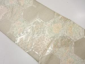 アンティーク　亀甲繋ぎに花・孔雀・古典柄織り出し袋帯（材料）